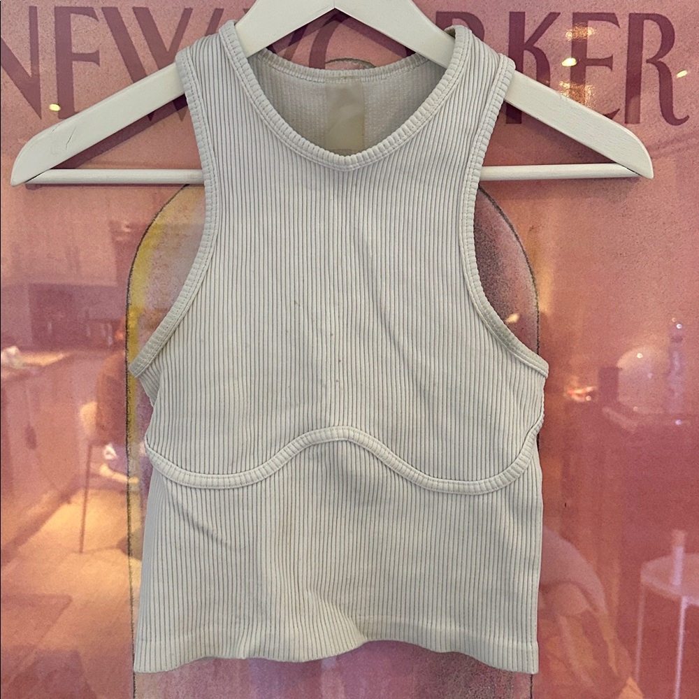 White Ribbed Women's Tank Top